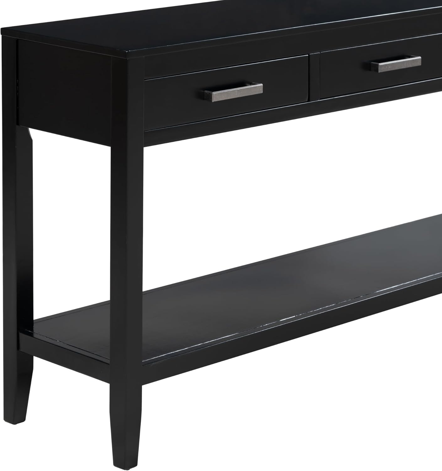 LUMISOL Long Sofa Table with Storage Drawers for Entryway, Narrow Console Table Hallway Table with 3 Drawer and Shelf for Living Room Foyer Corridor, Light Black