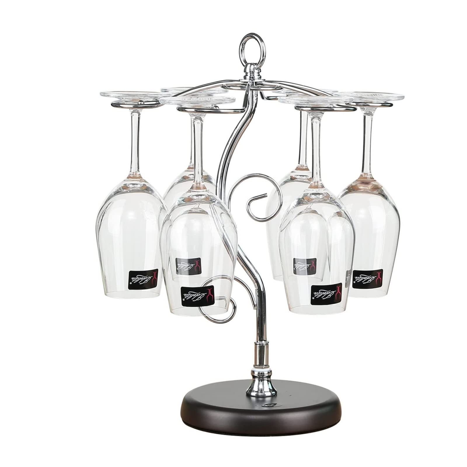 Wine Glass Holder - Wine Rack Table Top Metal Art Goblets - Cup Storage Rack for Kitchen Bar Decor Easy Access and Storage Wine Glass Gold - 6cup + 2 Bottles (Size : Silver Tree of Life)
