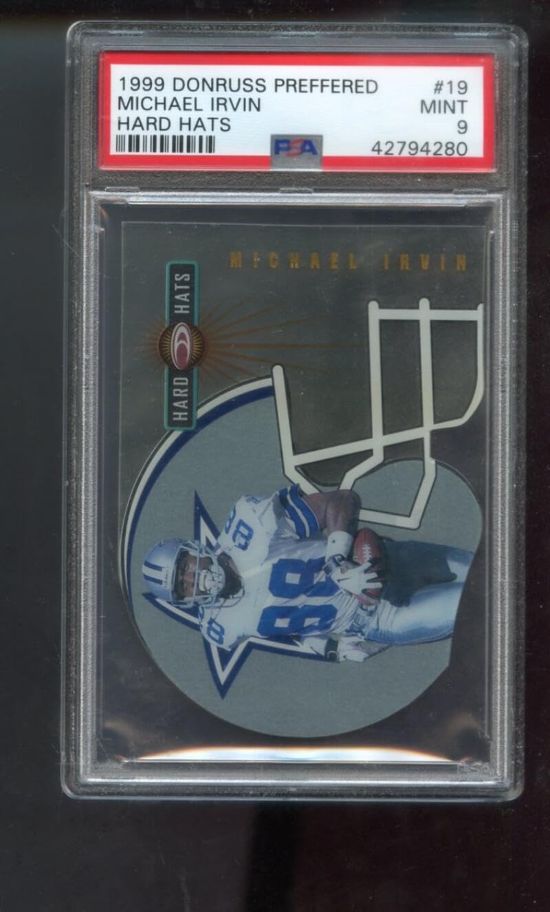 1999 Donruss Preffered Hard Hats #19 Michael Irvin PSA 9 Graded Football Card NFL INSERT Dallas Cowboys 274/3000