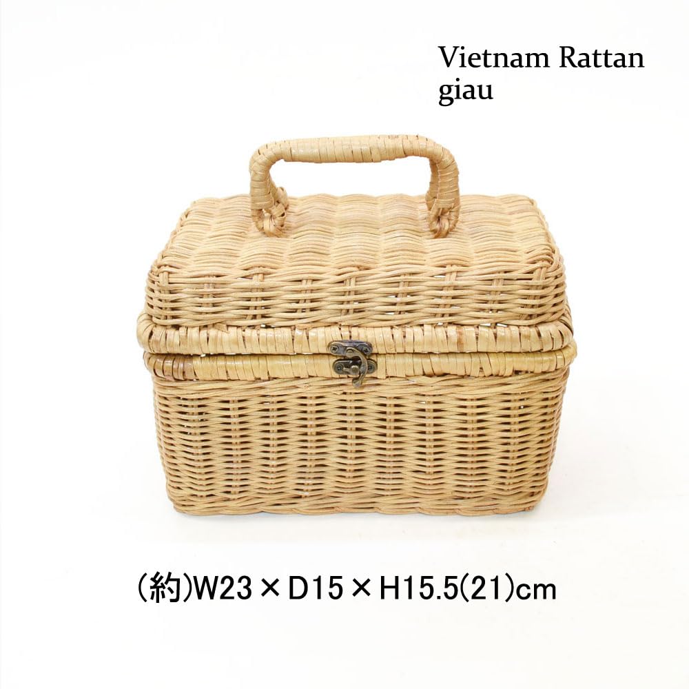 Amazon｜ラタン製 ツールバスケット 蓋付き ピクニック 四角 籐