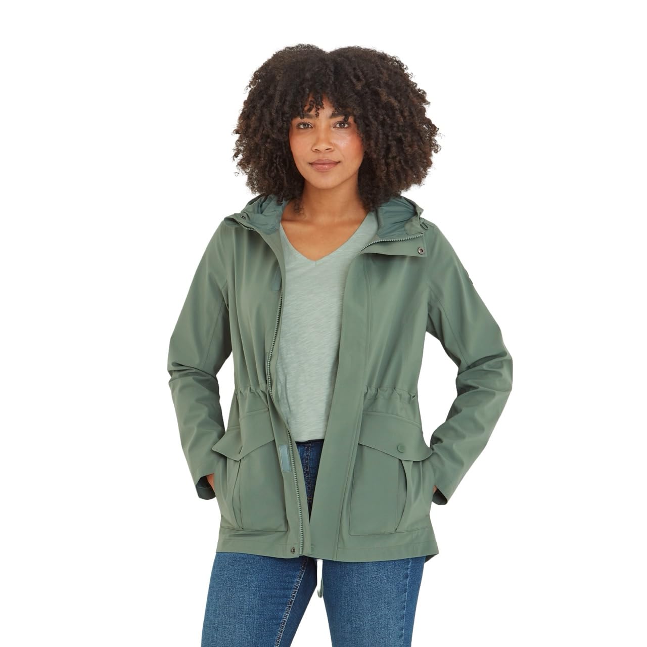 Tog24 Women's Light Forest Burradon Waterproof Jacket. Waterproof, Windproof And Breathable For Great Performance In The Great Outdoors. Tough Ripstop Fabric And Dwr Coating. Make It Part Of Your Wardrobe.