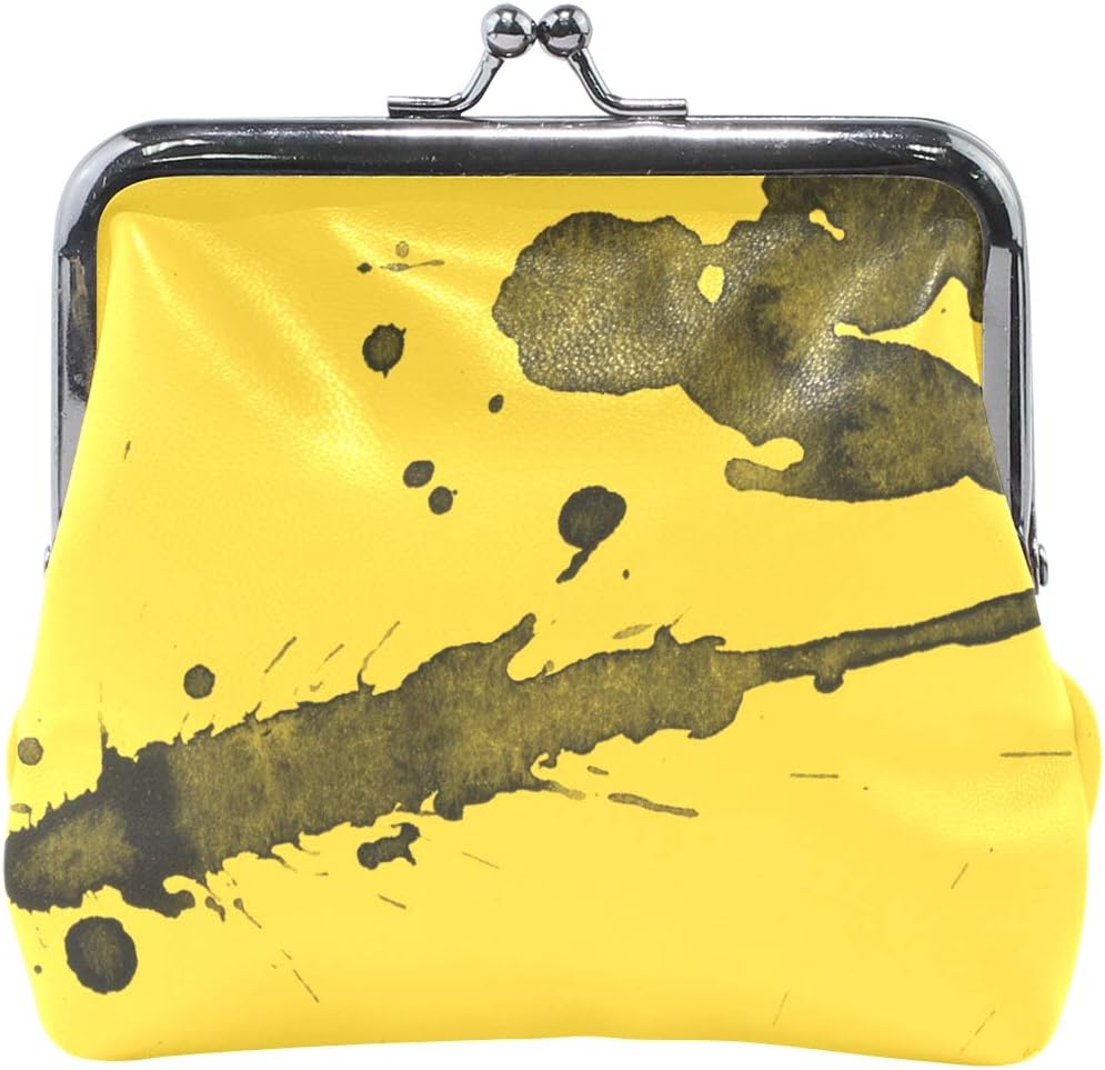 Black Watercolor And Ink Paint Splatter Pouch Small Wallet Kisslock Change Coin Purse Wallets
