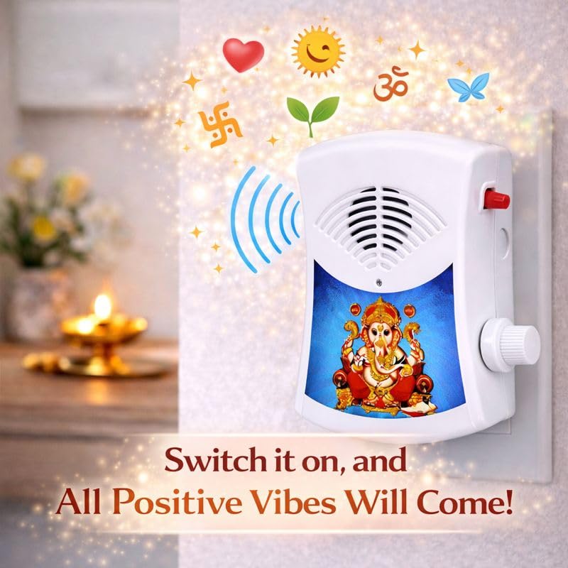 Tamil Language Mantra Chanting Box Player for Prayer Mantra Device (220/242V AC Power) Continuous Chants Speaker Jaap Meditation Door Chimes Bells 3