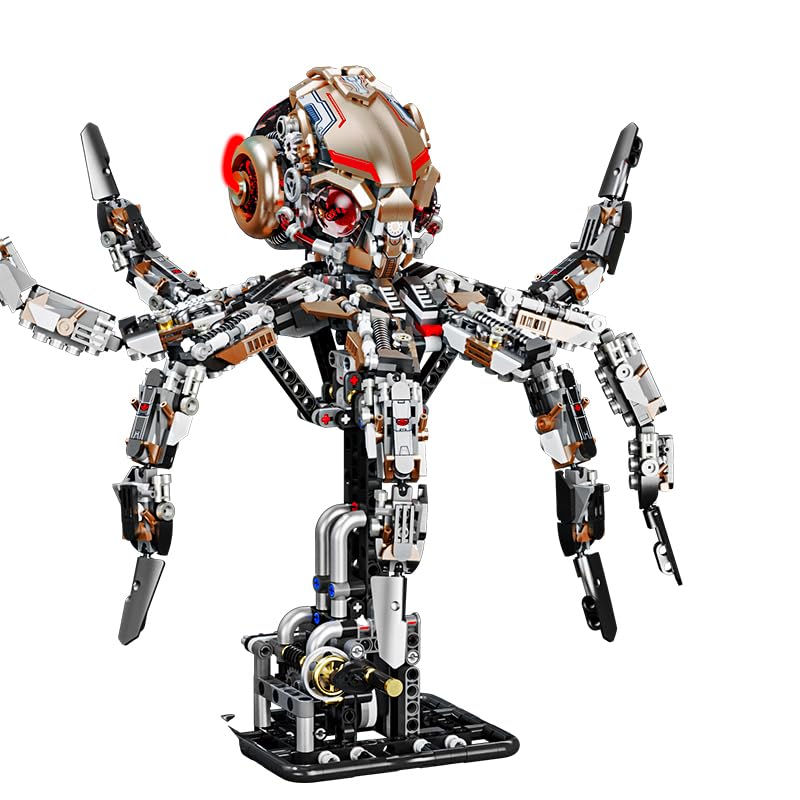 Image of SKY LINE OCEAN Mechanical Octopus Building Set - 1900+ PCS Light-Up Sea Animal Model, Powered & Manual Control STEM Construction Kit, Compatible Bricks Collectible Gift for Adults & Teens