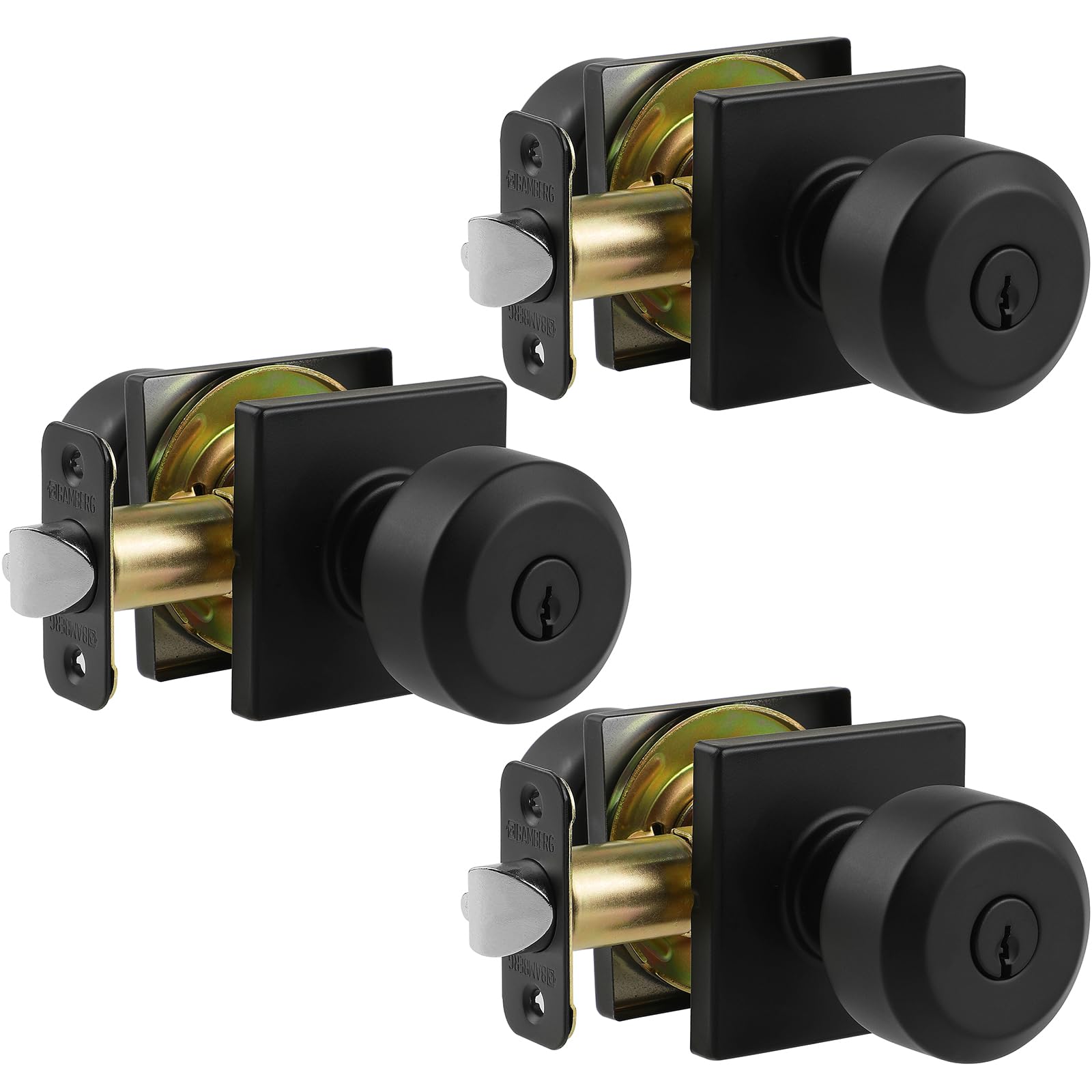 Privacy Door Knob with Key - Black -14