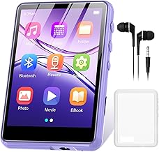 MP3 Player 128 GB Bluetooth 5.3, ZAQE 2.4 Inch Full Screen Touch Portable MP3 Player, Built-in High Definition Speakers, FM Radio, Recording, Line Input, HiFi Sound, Up to 512GB, Purple