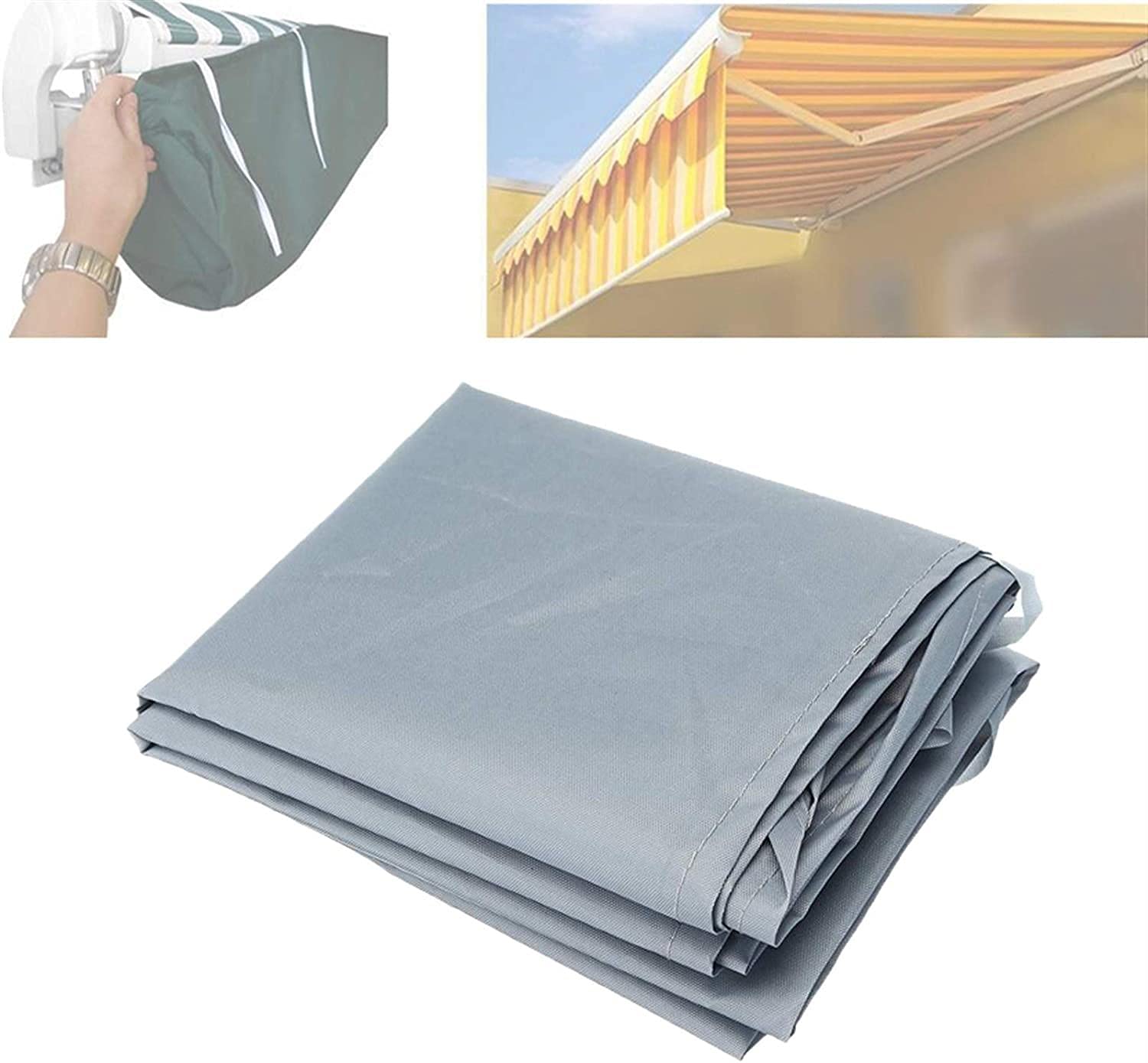 GUOXIANG Sac de Protection pour Store Banne 3m Housse de Protection Anti-poussière pour auvent de terrasse Gris Housse de Rangement pour auvent de terrasse Gris