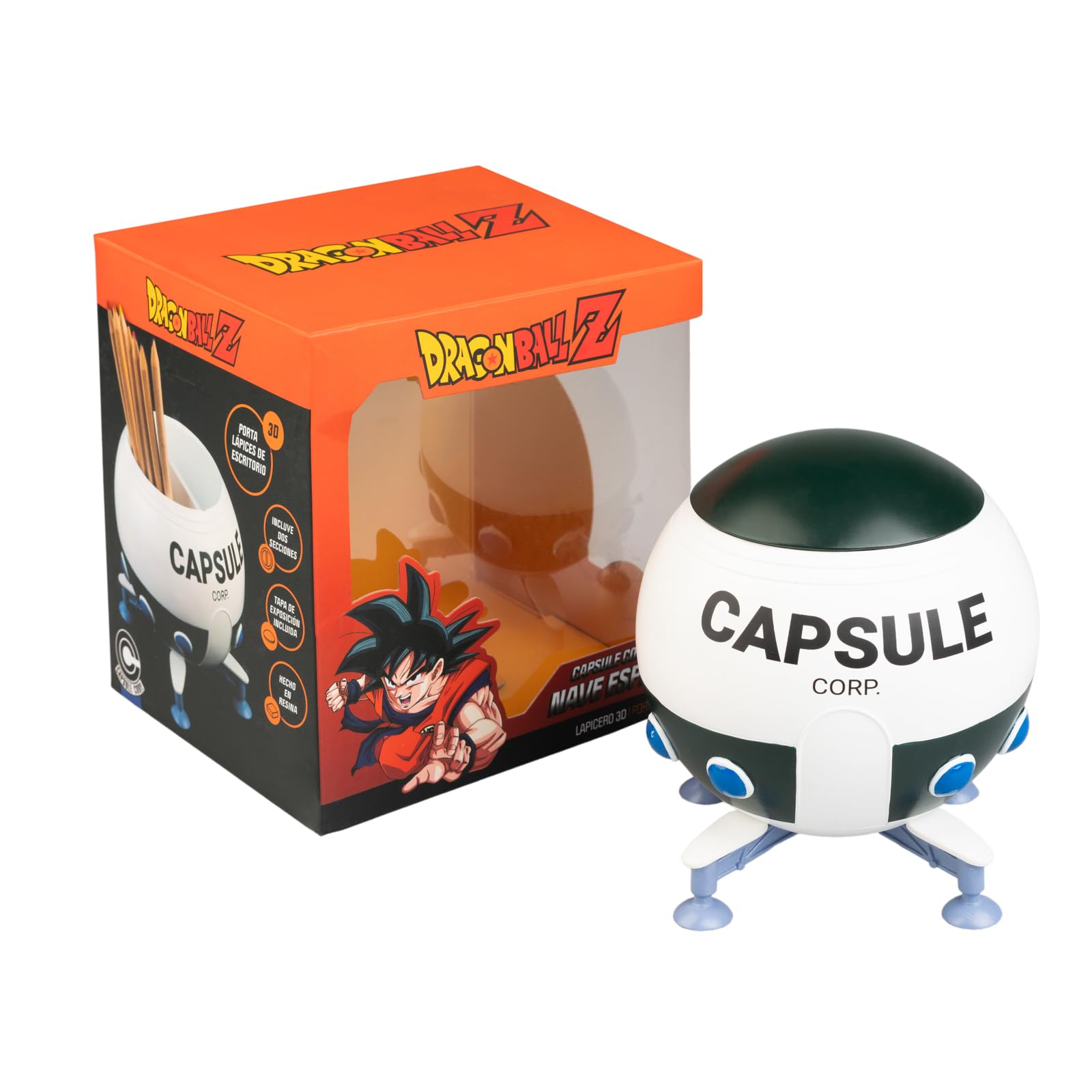 Grupo Erik Pen Holder for Desk - Dragon Ball Manga | Pen Pot, Pencil Pot, Pencil Holder, Desk Organiser | Dragon Ball Gifts, Capsule Corporation Spaceship Figure