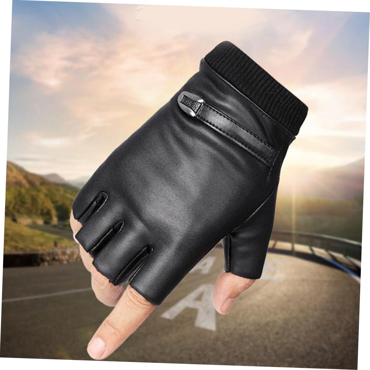 BESPORTBLE 1set Unisex Biking Gloves Breathable Pu Leather Half Finger Gloves for Cycling Fishing and Outdoor Activities Comfortable Windproof Design Black 2pair