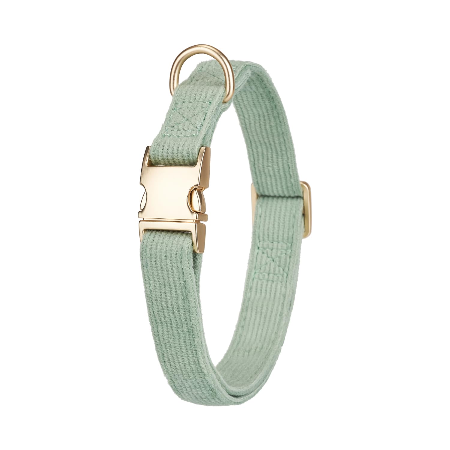 Petiry Green Dog Collar with Safety Metal Buckle Adjustable Durable Comfort Velvet Corduroy Puppy Collars for Small Dogs Neck 25-38cm,Laurel Green - Image 4