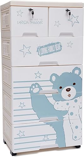 Estantería organizadora de 5 capas con 6 cajones, organizador de ropa con ruedas, armario de almacenamiento de oso polar, cajones de armario,