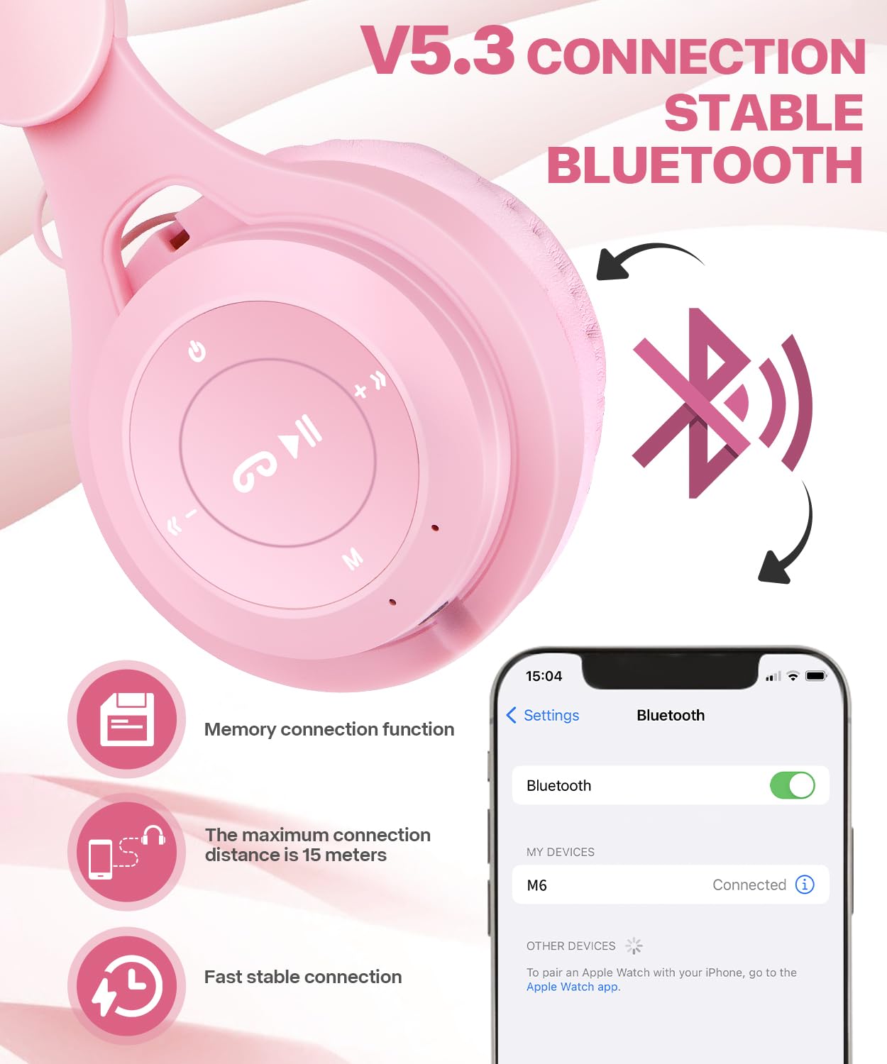 Auriculares Bluetooth para niños, auriculares inalámbricos Bluetooth 5.3 para niños, micrófono integrado, cómodo de llevar y sonido HD, auriculares para niños y niñas, escuela, viajes, iPad,