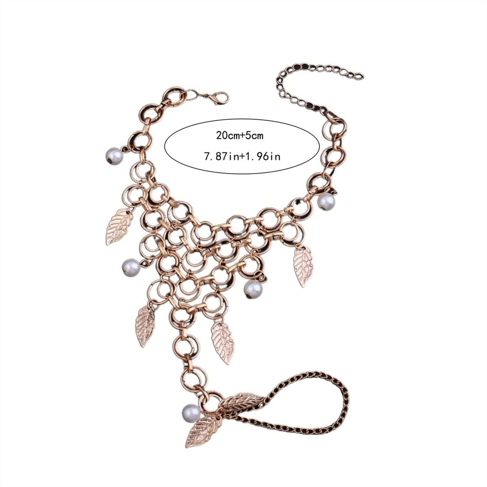 Braccialetti alla caviglia Cavigliera creativa con anello in rame-Cavigliera estiva sexy con perle da spiaggia-Cavigliere da donna regolabili per calzature femminili