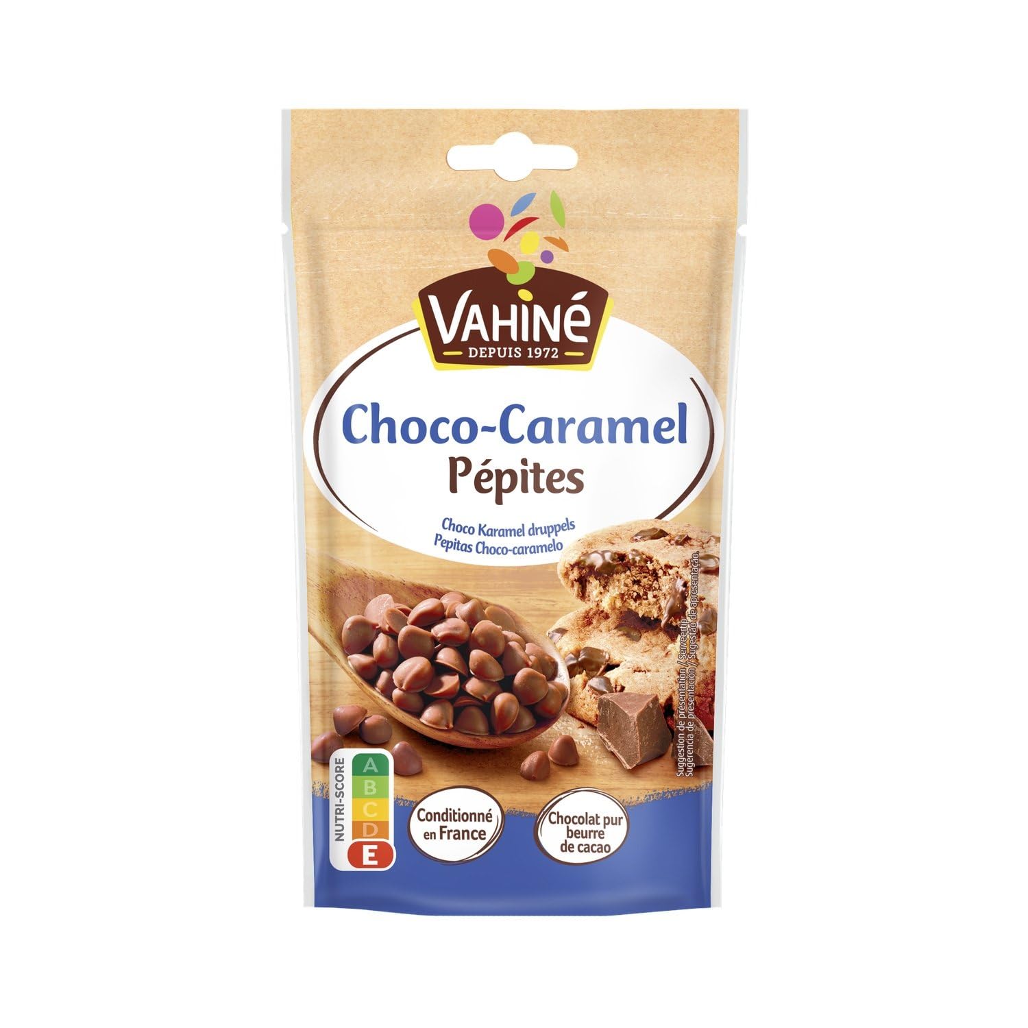 VAHINE – Pépites Gourmandes Chocolat-Caramel, Texture Fondante pour Desserts Sucrés (Sachet 100g) - Le Lot De 3