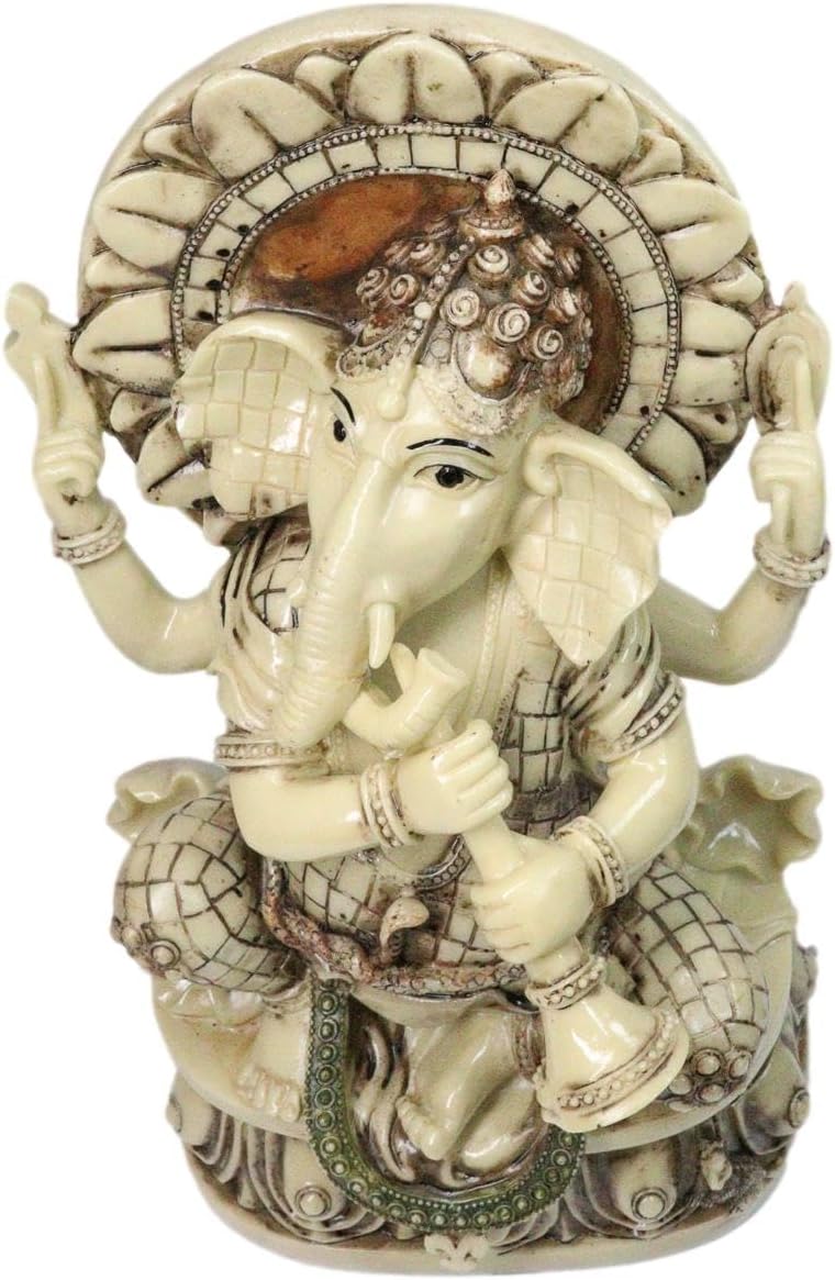 Ebros 12" Tall Hindu God Nritya Vinayaka Ganesha Playing Shehnai Flute Statue Ganapati Elephant Deity Patron of Success Music Arts and Wisdom Hinduism Vastu Altar Decorative