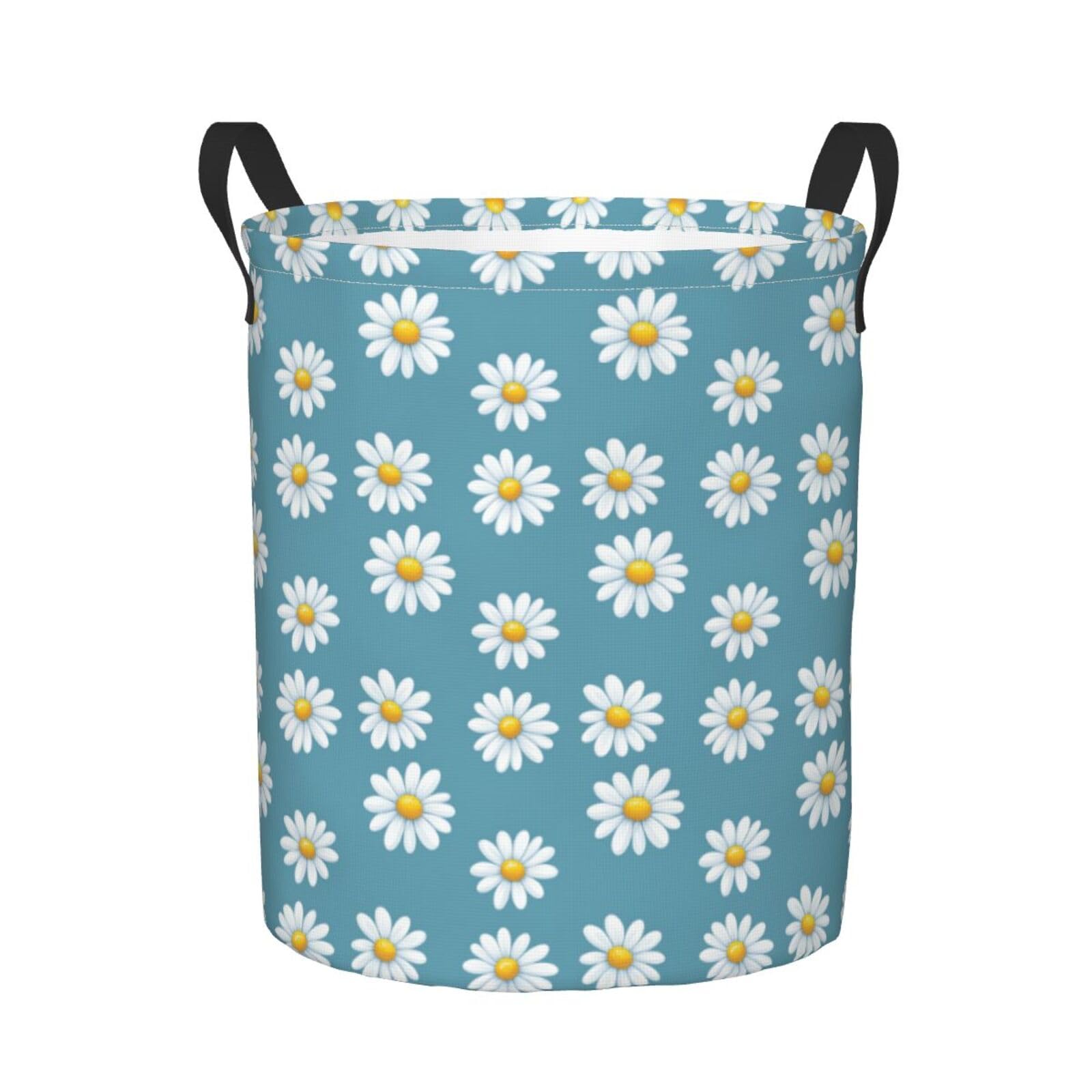 Cesto Portabiancheria Minimalist White Daisy 50X40Cm | Cesto Portabiancheria Sporca Große Lavabile Stoccaggio Paniere per Camera da letto viaggi