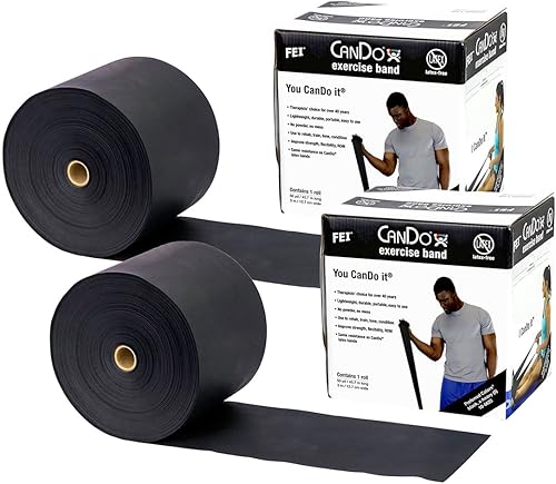 CanDo Twin-Pak - Banda de ejercicio sin látex, color negro, 100 yardas