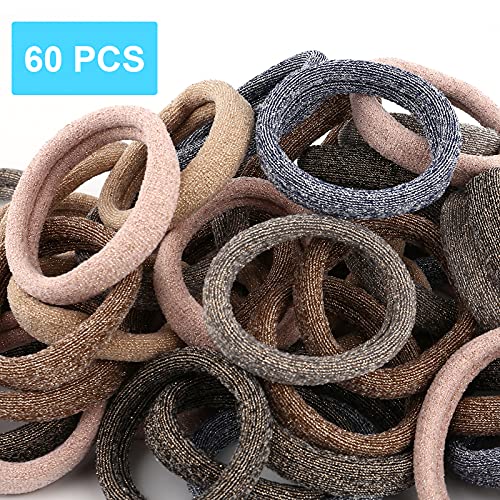 60Pcs Large Hair Ponytail Holders, Large Seamless Hair Ties Bands, Cotton Hair Bands, By Baoli #TOP4