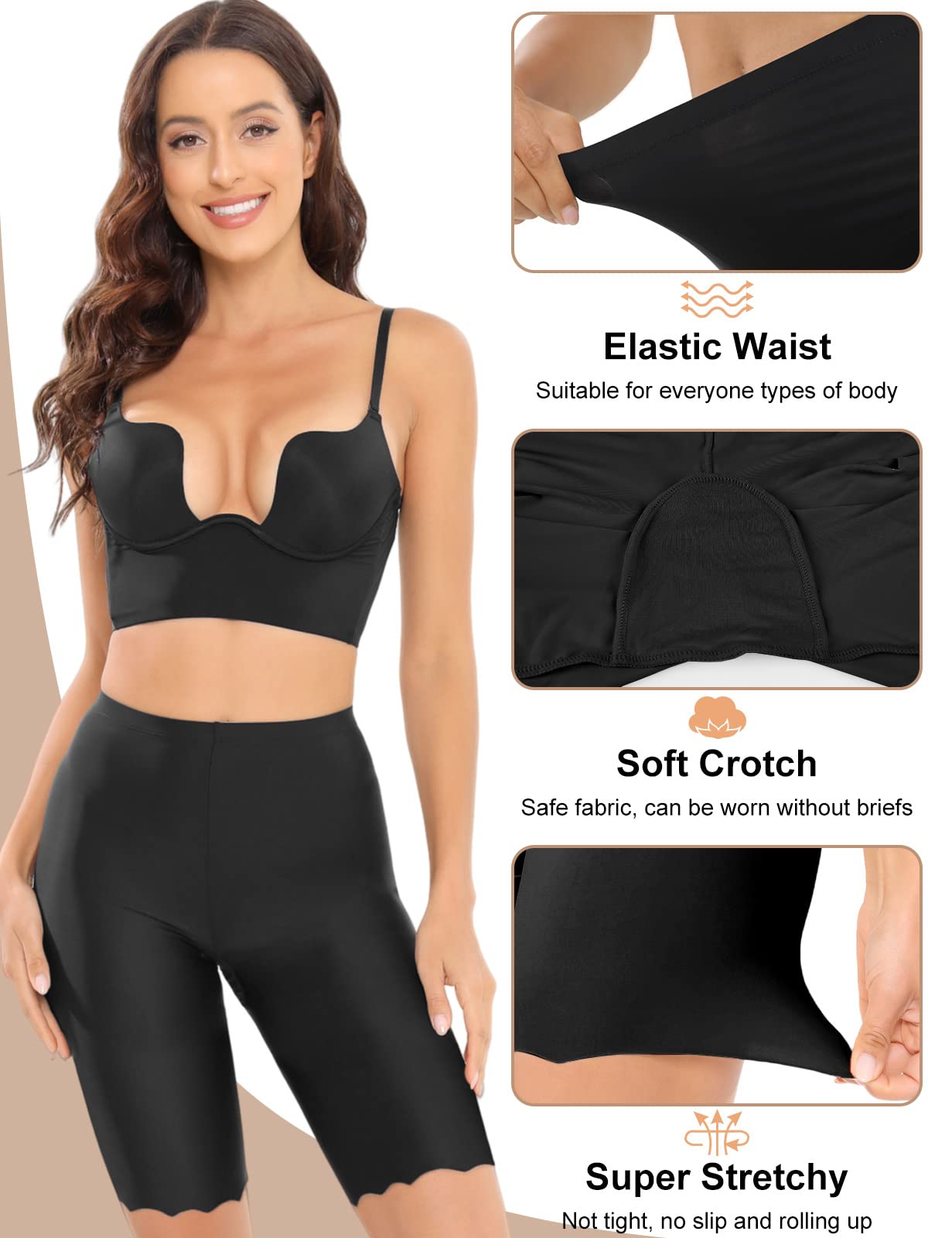 UMIPUBO Bragas Mujer Leggings Cortos Boxer Pantalones Cortas de Seguridad antirozaduras Bragas Pack de 3 Invisibles de Cintura Alta Shorts Pantalones
