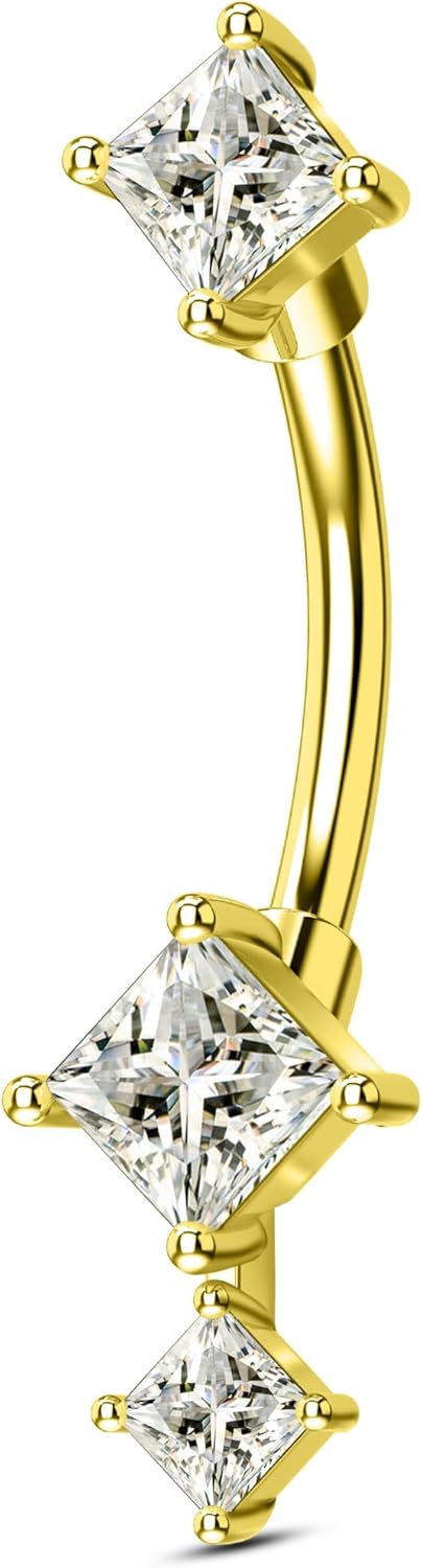 Minimalist Rook Earrings 8MM Silver Rook Piercing Jewelry Stainless Steel Clear CZ 16G Belly Button Ring Curved Barbell