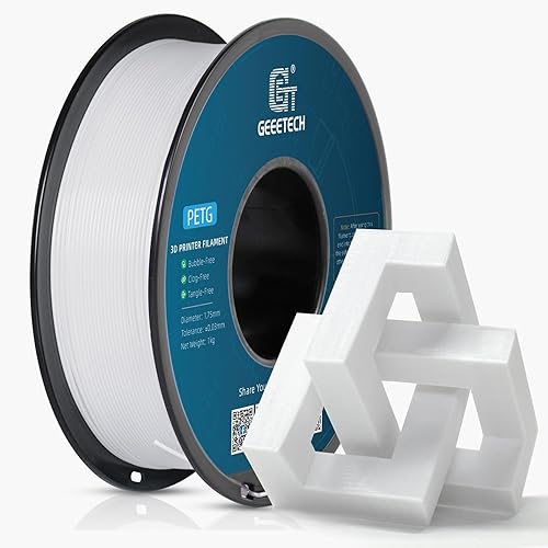 Geeetech PETG Filamento 0.06 pulgadas, mejora la dureza, consumibles de impresión más fuertes, tolerancia de diámetro +- 0.03 pulgadas, 1 kg (2,2