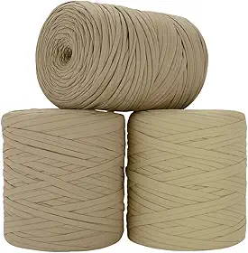 SYMEON Fio de Malha 1kg Ecologico Residual 140m Artesanato Crochê (Tons de bege)
