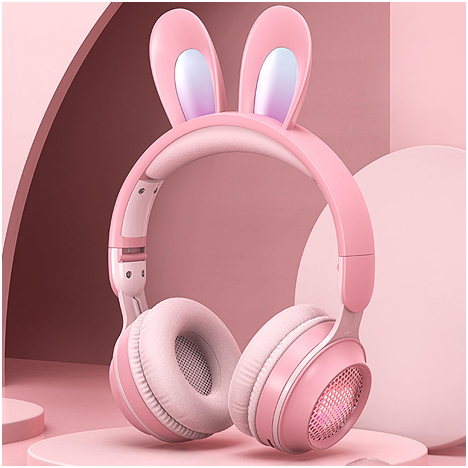 Auriculares Bluetooth con cancelación de ruido para niños, plegables con luz LED, auriculares de orejas de gato para niños pequeños con micrófono/tarjeta TF, auriculares Bluetooth para niños