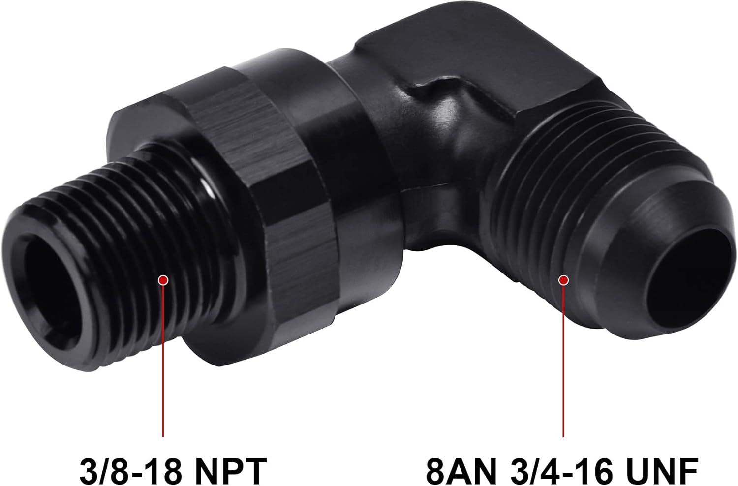 EVIL ENERGY 8AN Male to 3/8" NPT 90 Degree Swivel Fitting Bundle with Adjustable 3AN-12AN Wrench Aluminum Black
