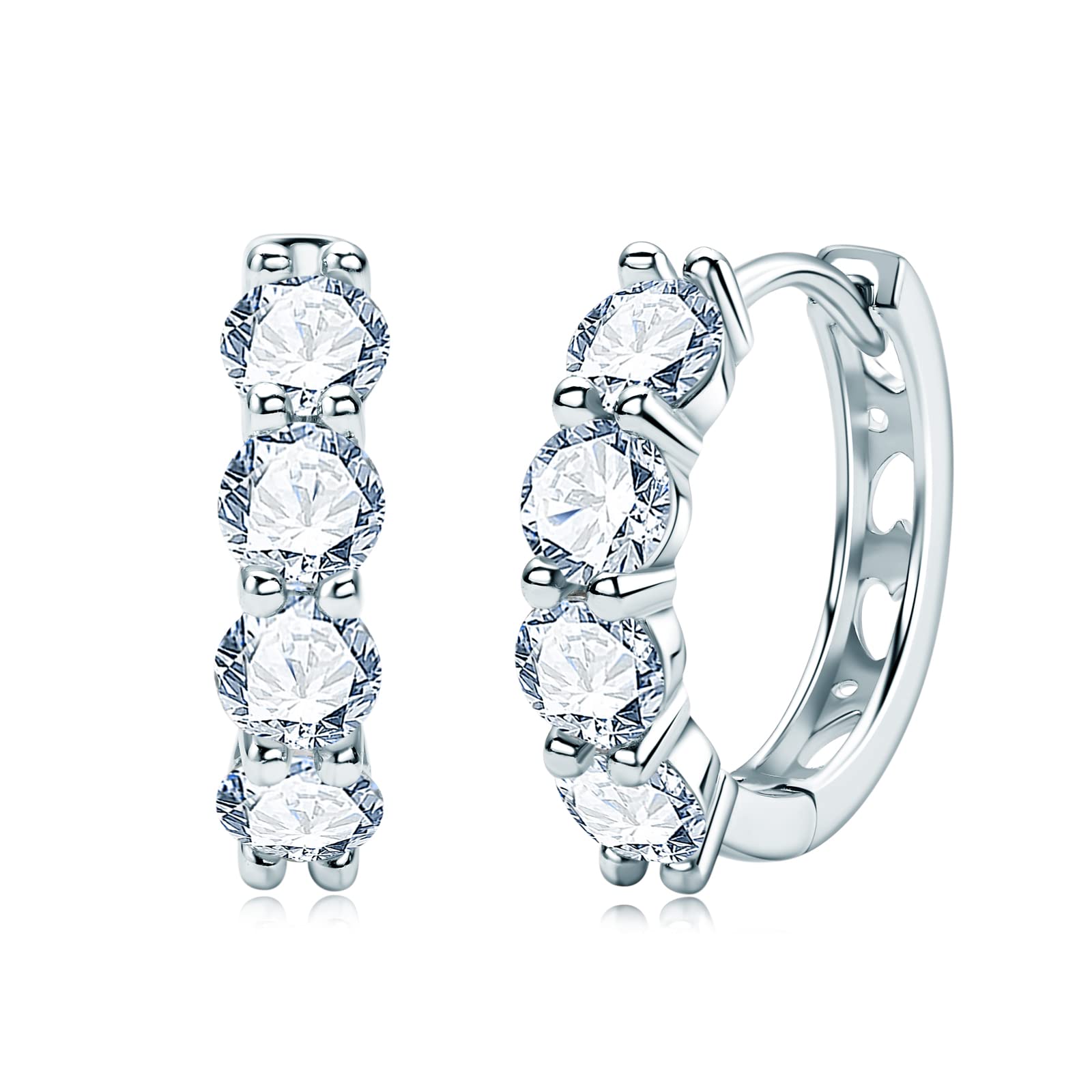 AINUOSHI Moissanite Hoop Earrings for Women, D-E Color Moissanite Simulated Diamond, 925 Sterling Silver with 18K White Gold / 14K Yellow Gold Plated, Hypoallergenic, Jewelry Box Packed, Christmas New Year Jewelry Gifts