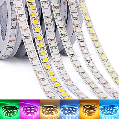 16.4ft LED Flexible Light Strip, 600 Units SMD 5054 LEDs(5050 Upgraded), 12V DC Light Strips, LED Ribbon, DIY Christmas Home Kitchen Indoor Party Decoration (Waterproof IP65, Gold Yellow)