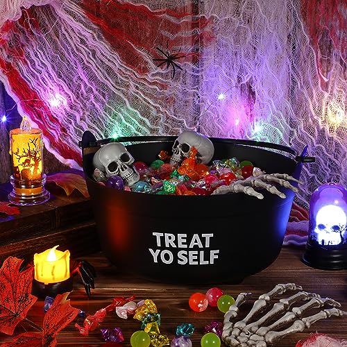 Uiifan 9 Inch Witch Black Plastic Cauldron Halloween Pot Antique Decorative Flower Cauldron Planter Trick or Treat Candy Bucket for Trick or Treat Parties Outdoor Bucket Decor - Thumbnail 3