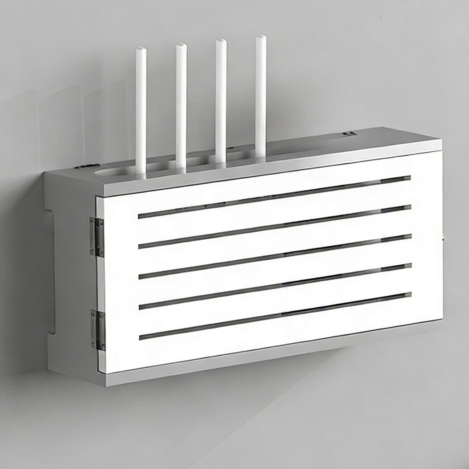 WLAN Router Box Wandmontage, Holz Router Ablage ohne Bohren, Rou TER Aufbewahrungsbox Schrank, WLAN Ro uter Verstecken Home Deko für Büro und Zuhause(Grey/White,82.4cm/32.4in)