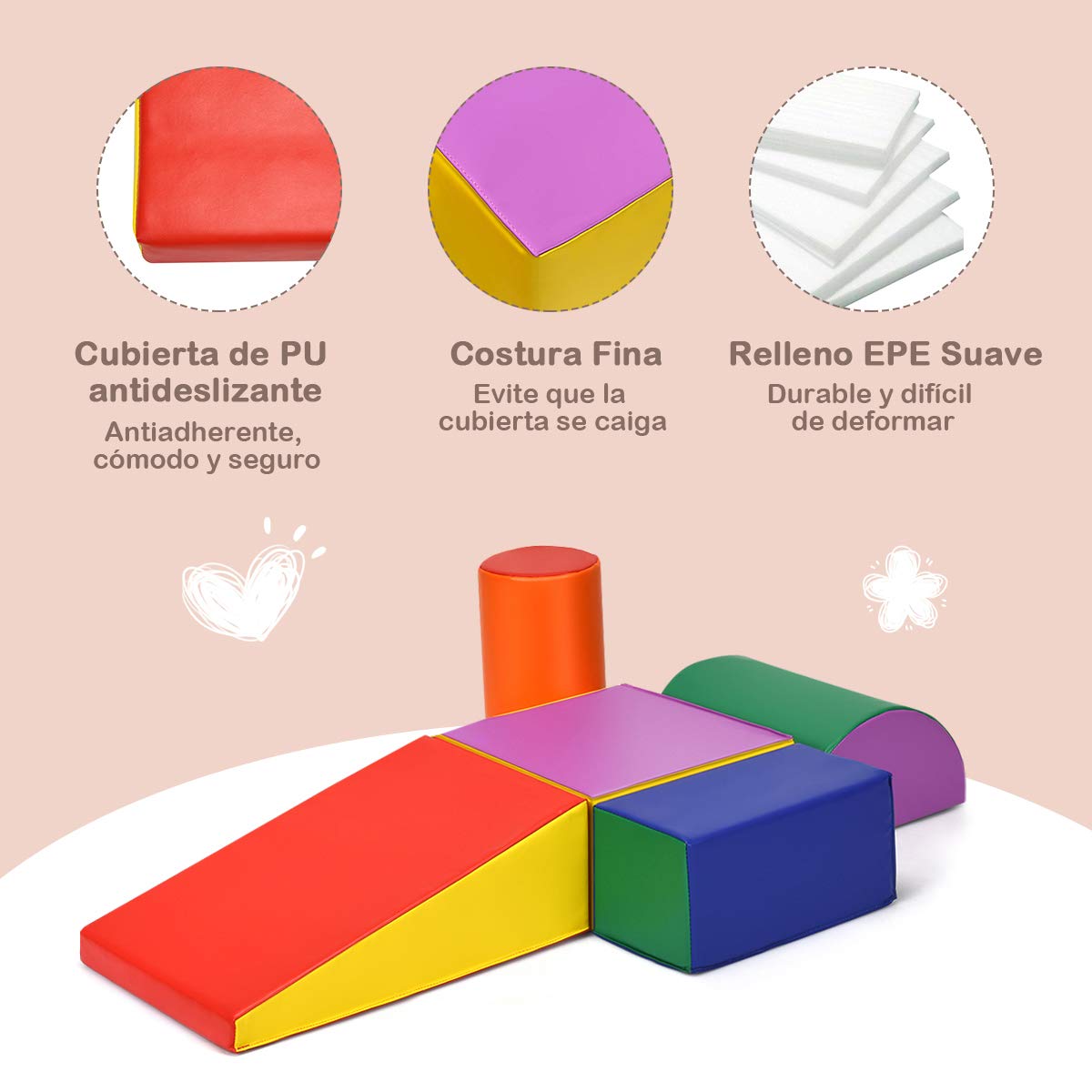 COSTWAY Juego de Bloques de Espuma Grandes para Niños Bloques de Construcción Juguetes Educativos para Bebé (Estilo 2)