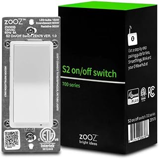 Zooz 700 Series Z-Wave Plus S2 On Off Switch ZEN76, White | Simple Direct 3-Way and 4-Way Solution (Works with Regular Switches, No Aux Switch Needed) | Z-Wave Hub Required