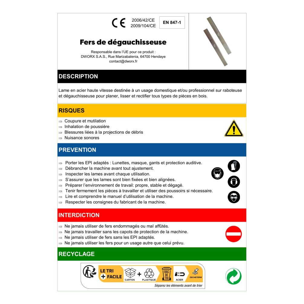 2 X Fers de Rechange pour Raboteuse ou Dégauchisseuse | Lames de Rabot Réaffutables | 200 x 20 x 2.5 mm | Outil de Travail du Bois Dur ou Bois Tendre | Acier HSS