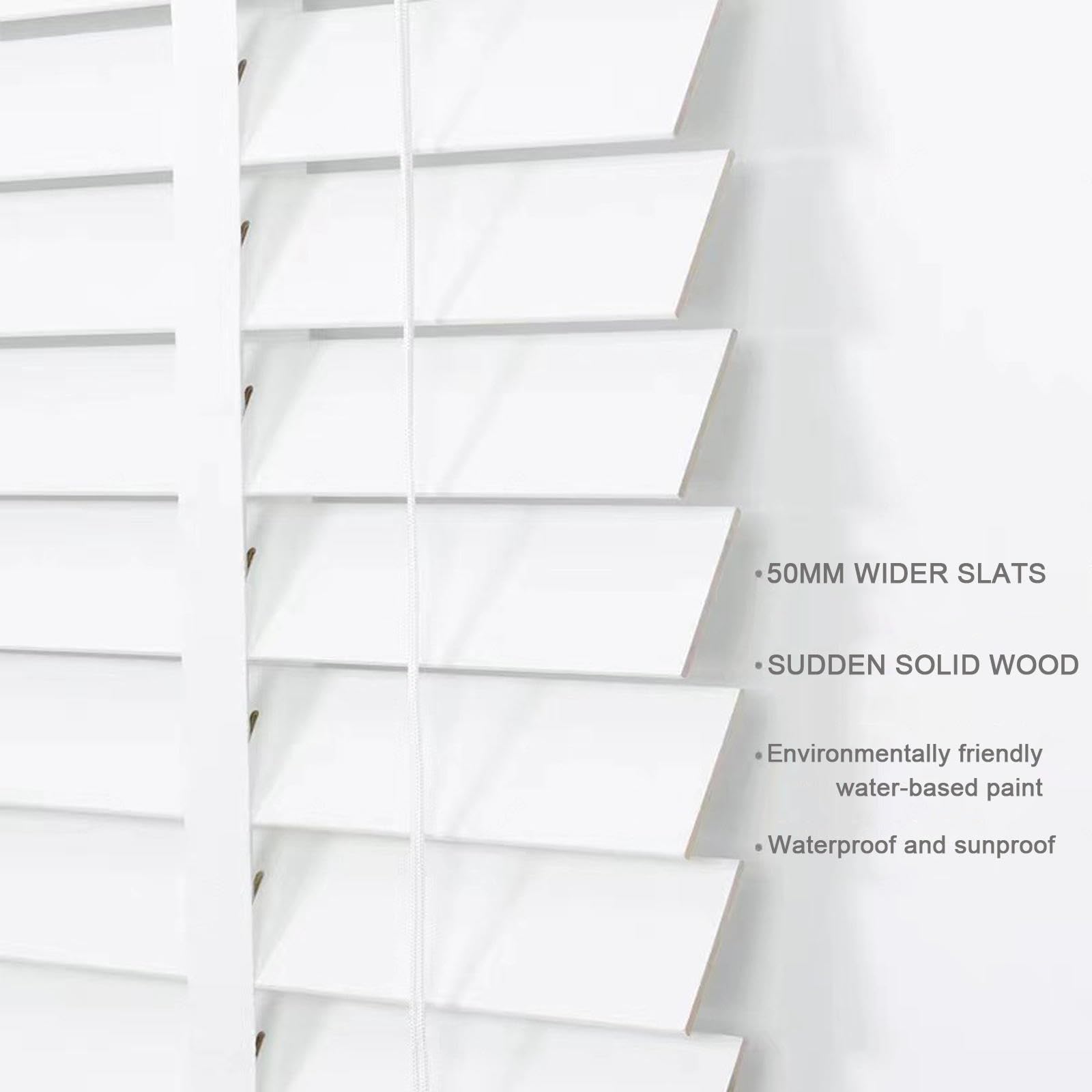 Holzjalousie Venezianische weiße,mit Band,60×120cm 110x150cm 160×180cm Verdunkelungs Fensterjalousie für das Heimbüro,Jalousette aus Naturholz,Sichtschutzrollos,W×H-140x160cm/55x63in