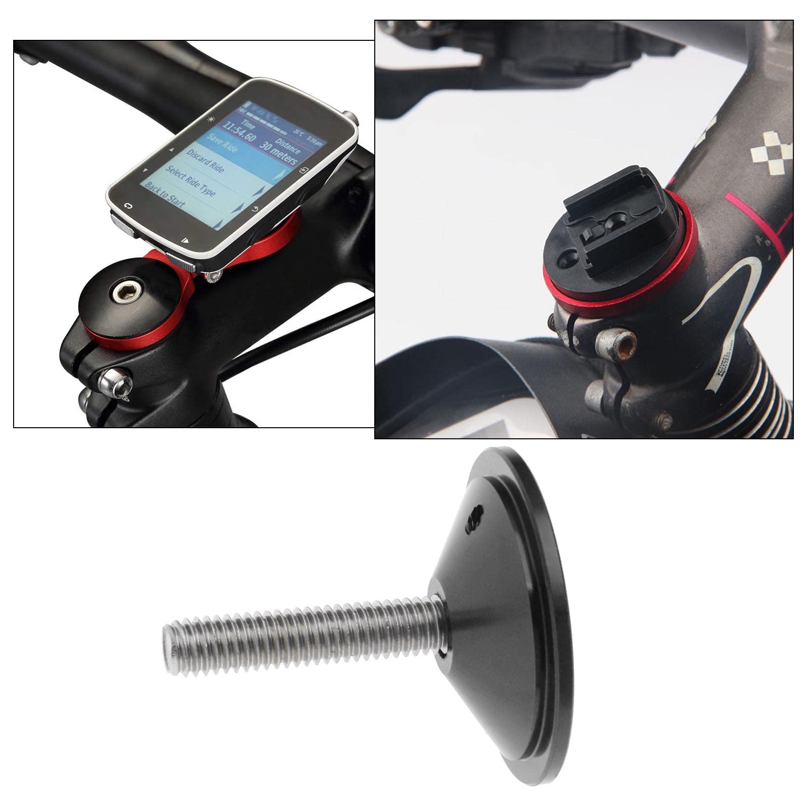 Support VGOL Pour Compteur Vélo : 2 Adaptateurs Compatibles Garmin Edge & Bryton Rider, Montage Sur Potence Facile, Alu/plastique Costaud – Rouge Ou Noir
