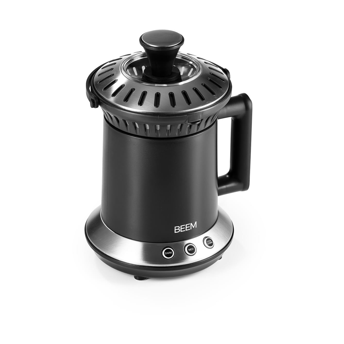 BEEM ROAST-PERFECT Torréfacteur avec 200 g de café brasil (grain entier non torréfié) | 2 degrés de torréfaction réglables [acier inoxydable, verre borosilicaté, noir]