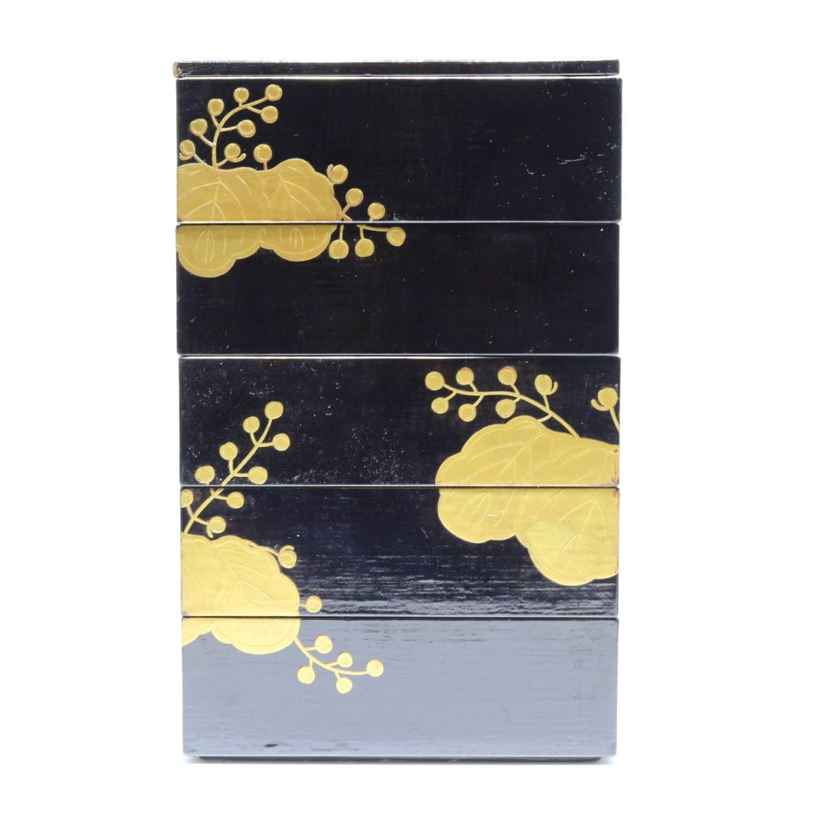 Amazon.co.jp: 五段重箱漆塗蒔絵漆器花草文二枚蓋漆工芸菓子器木製作家