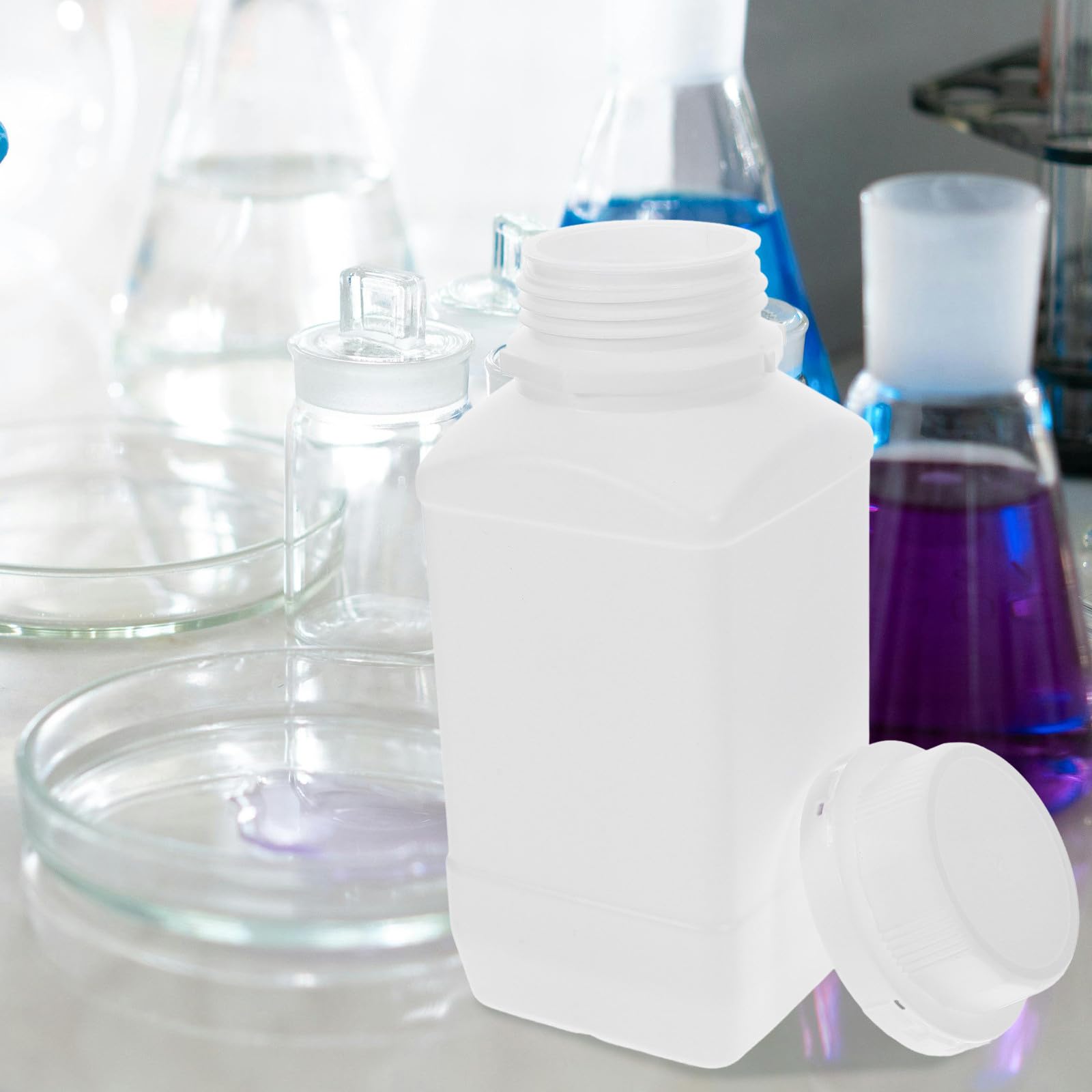 2 szt. 1 l szerokie usta butelki na odczynniki chemiczne solidne plastikowe kwadratowe pojemniki do przechowywania próbek laboratoryjnych i eksperymentów