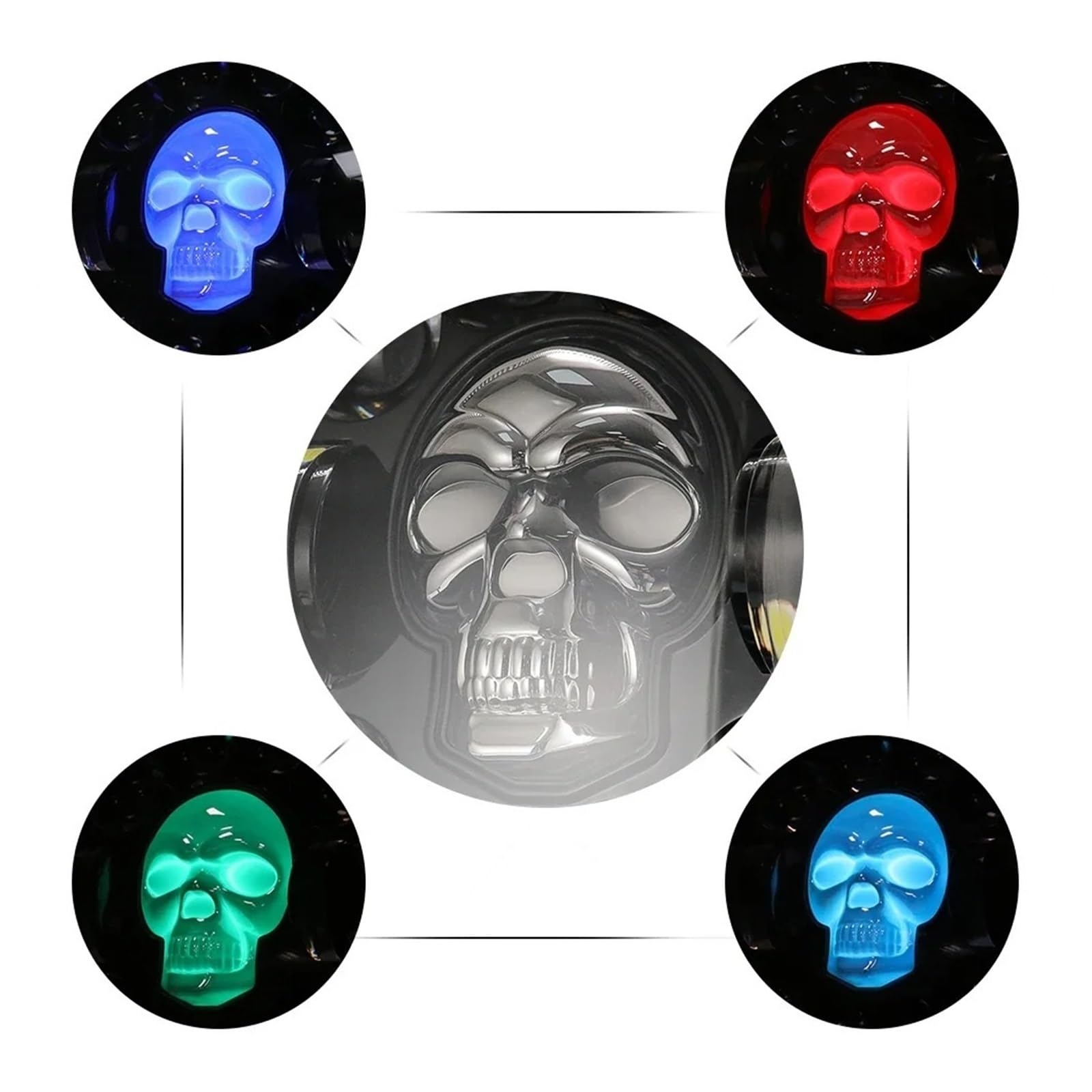 Phare moto Pour Cafe Racer Cruisers Chopper 7 Pouces Rond Crâne Phare DRL Moto Phare Scooter Tout-terrain