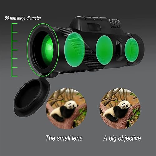 Miniatura 7 de Telescopio monocular de alta definición de 80 x 100, adaptador y trípode para adultos y smartphone, telescopio monocular de visión nocturna para