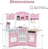 HOMASIS Children's Kitchen with Light & Sound Play Kitchen with 16 Play Accessories Kitchen Set with Coffee Machine Sink Microwave Oven Washing Machine Toy Kitchen Wood Corner Kitchen for Children from 3 Years (Pink)
