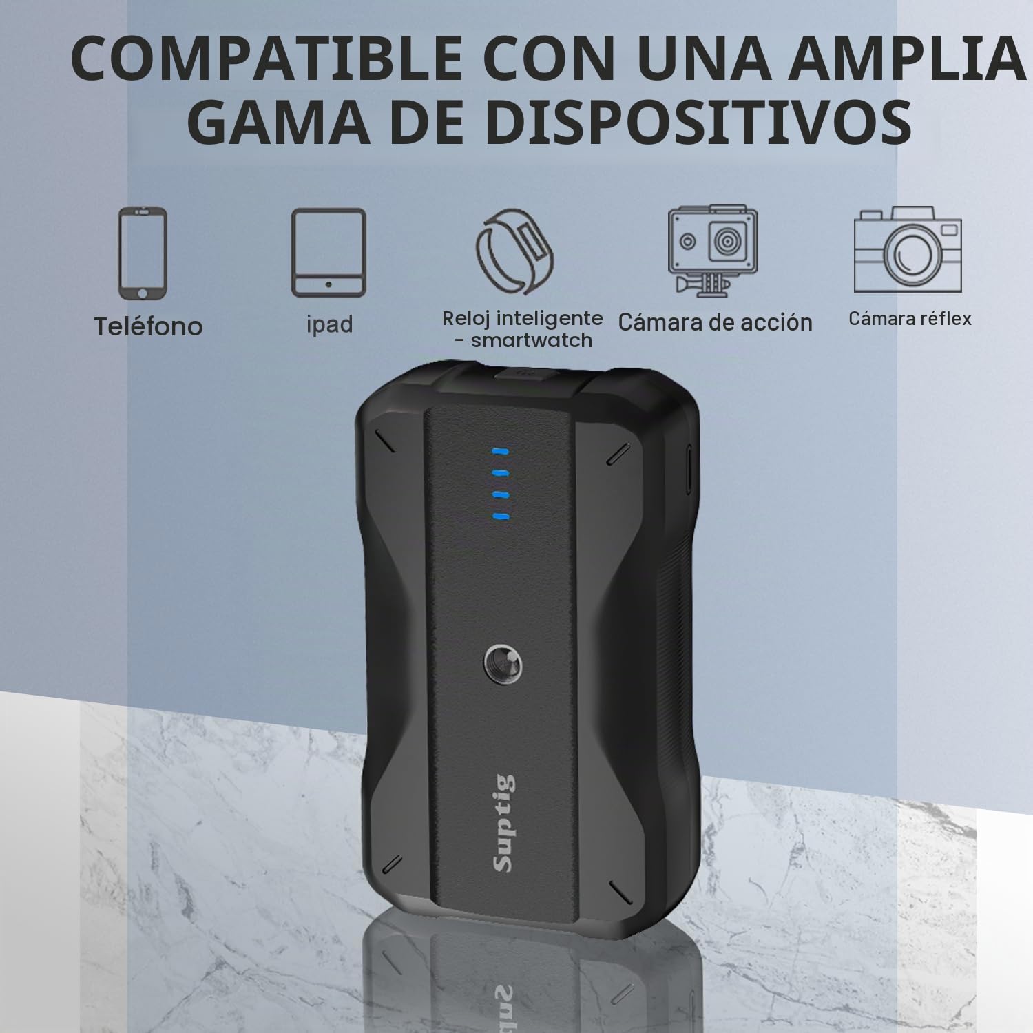 Suptig Cargador portátil de 9000 mAh compatible con GoPro, Canon, Nikon, DJI osmo, Insta 360, Akaso More cámara, teléfono, etc.