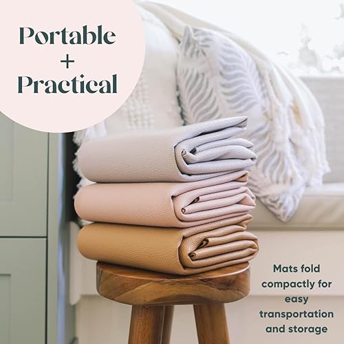 Miniatura 7 de Tapete de juego multiusos de cuero vegano, para interior y exterior, picnic, playa o salpicaduras, manta plegable impermeable y a prueba de arena