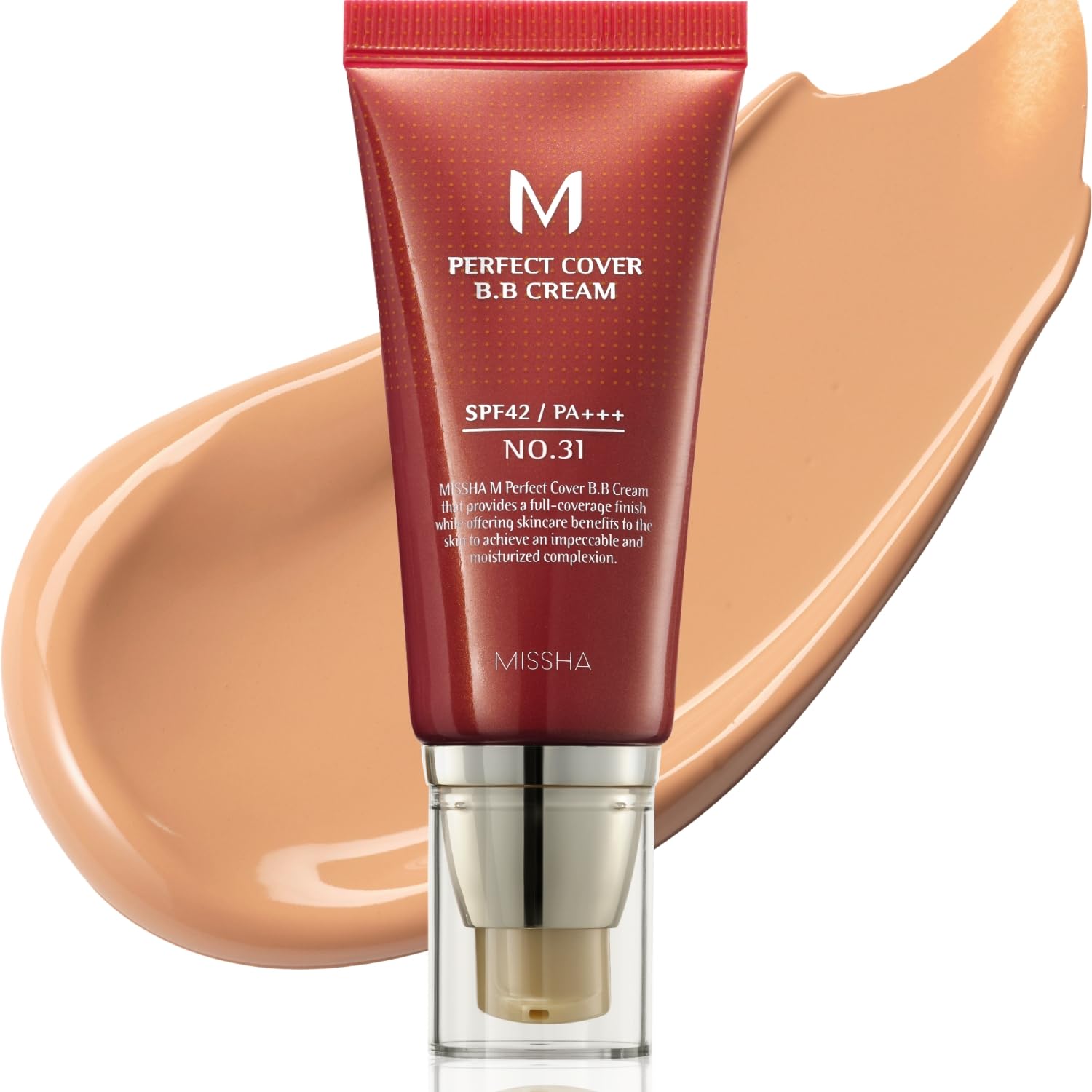 MISSHA M Perfect Cover BB Cream No 31.Golden Beige - Medium/Tan with Neutral Undertone SPF 42 PA +++ 1.69 Fl Oz - Tinted Moisturizer with SPF
