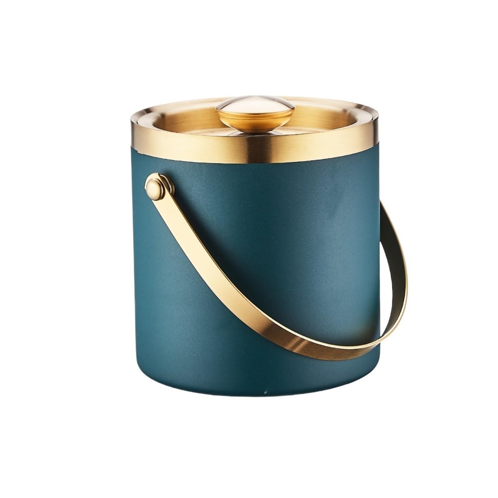 drinks bucket Thickened Double-layer Stainless Steel Ice Bucket With Lid Multi-purpose Bar Party Champagne(Green)