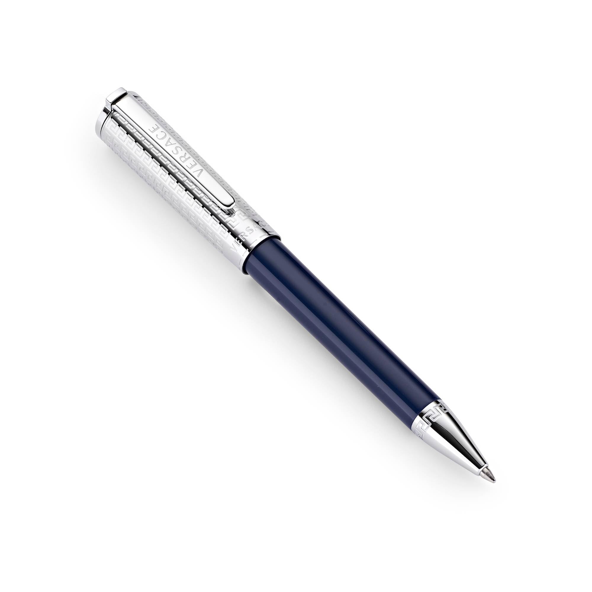 Versace Kugelschreiber OLYMPIA Ballpoint SILVER/CHROME/BLUE S7  