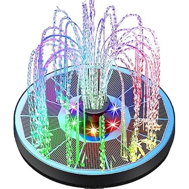 AMAZON - Yzert Solar Fountain with Lights Full Glass Panel, 3.5W Bird Bath Fountains Solar Power with 4 Fixed Rods, Solar Fountain Pump for BirdBath, Outdoors Garden, Pond, Pool, Patio(Colorful)