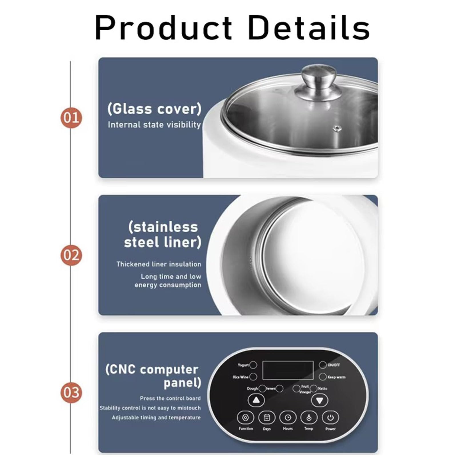 12L Fabricante de Yogur Comercial de Acero Inoxidable automático Fermentador 400W LCD de Control para Natto Queso probiótico de Alta Capacidad de Uso fácil